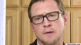 Nerd dude caught Shemale Khloe Kay masturbating