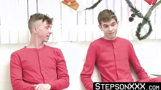 StepsonXXX.com - Tempting twink Levi Rhodes shoots out cum after preparing for their photoshoot