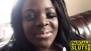 Busty big tits ebony Eden hammered by daddy Pascal after BJ