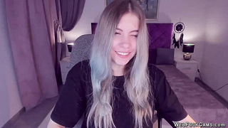 Busty Ukrainian teen flashes pussy