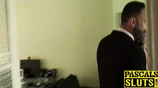 UK sub Roxy Mae rides before squirting beside cuckold