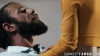 DarkestTaboo.com - A kinky blonde's deepthroat and ride in a horny threesome