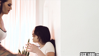 Short teen Lulu Chu fucks tall lesbian