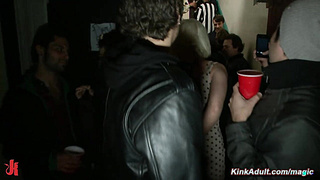 Two slaves degraded and public fucked