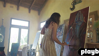 Big natural tits babe model posed naked