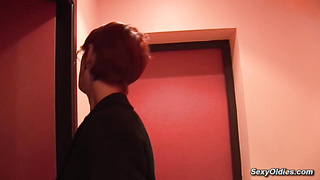 Redhead French mature Katy Morlait fucked at work