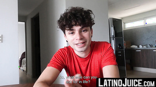 LatinoJuice.com - Curly Joe Dave masturbates his boyfriend and stepdads huge cocks at the same time