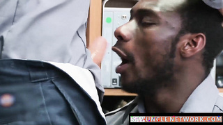 SayUncleNetwork.com - Ebony security guard punished with bareback by hung superior