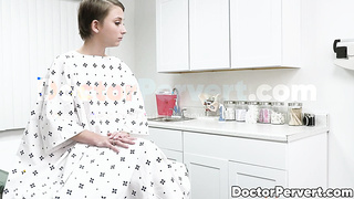 Petite short haired Macy Meadows is teases by the doctor who eventually fucks her