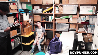 BoyPunish.com - Twink thief's double penetration punishment: raw fucked and stuffed by daddy officer