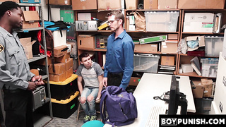 BoyPunish.com - Twink thief's double penetration punishment: raw fucked and stuffed by daddy officer