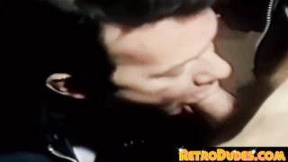 RetroDudes.com - Handsome men only deepthroat and facial in restroom fun