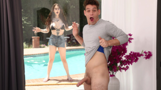 TS pool cleaner Gracie caught Michael jerking off