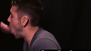 FamilyPornSite.com - Twink's hot glory hole blowjob skills with daddy's cumshot