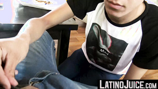 LatinoJuice.com - Gay for pay Felix gobbles my meaty dick until I explode my sticky cum to his mouth