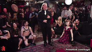 Lesbians slapping and tribbing at party