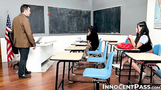 Sneaky teacher Donnie Rock fucks his hot asian student Jade Luv and Phoebe Kalib