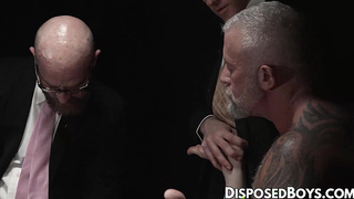 DisposedBoys.com - Hairy studs Jack Dixon and Legrand Wolf spitroast jock Danny Wilcoxx in an anal fucking session