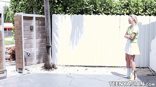 Cute Asian teen Sofia Su moans while fucked by delivery guy