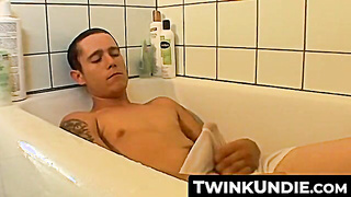 TwinkUndie.com - Hot twink's undie shower jerk off and powerful cumshot