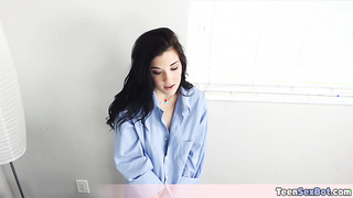 Cute teen trying to masturbate but caught by stepdad