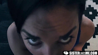 SisterLikesMe.com - Amara milks her stepbro's cock and takes it deep in her pussy