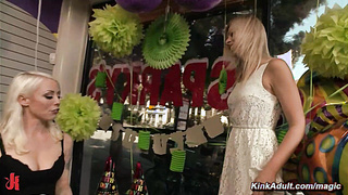 New blonde public displayed and fucked