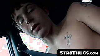 Str8Thugs.com - Horny thug Billy jerking off his juicy fuck stick in the car in solo play