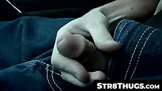 Str8Thugs.com - Horny thug Billy jerking off his juicy fuck stick in the car in solo play