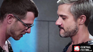 CentralFisting.com - Spanked gay takes a hard anal fucking from a glasses-wearing hunk