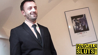 Submissive UK redhead choked during hard pounding session