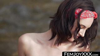 FemJoyXXX.com - Sensual babe in slow motion erotica session by the ocean