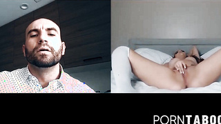 PornTaboos.com - Sexy Athena Faris' webcam pussy play teases her bald stud captive
