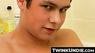 TwinkUndie.com - Sexy twink Cristian's undie bath jerk off and cum blast