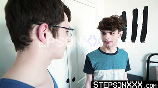 Gay twink Zayne Bright cum sprayed by stepbro Dakota Lovell