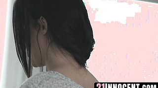 21Innocent.com - Brunette with a perfect ass blows and rides hard for the camera