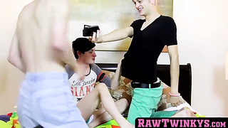RawTwinkys.com - Hung twink friends share their cocks in a raw and uncut threesome