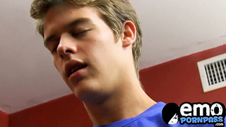 Nipple pierced boy Alex Jordan anal stretched after blowjob