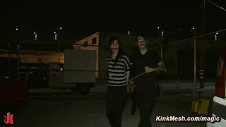 Deep throat and anal fucked in public