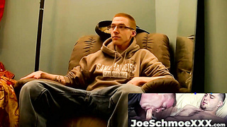 JoeSchmoeXXX.com - Nerdy looking amateur dude with glasses strips and jerks off his cock