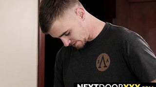 NextDoorXXX.com - Hungry jock swallows and takes a big cock in his ass