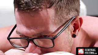 CentralFisting.com - Hunk with glasses delivers a rimming and fisting session to his mature gay lover