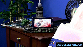 BoyObsession.com - Dennise's cute horny twink phone sex stroking fun begins