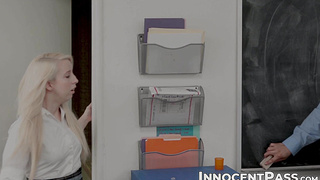 Blonde student Darcie Belle rides the long hard rod of his hot teacher Bambino