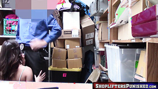 ShopliftersPunished.com - Horny brunette Geneva King impaled deep on hard monster cock fucking her raw