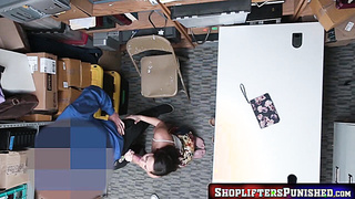 ShopliftersPunished.com - Horny brunette Geneva King impaled deep on hard monster cock fucking her raw