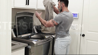 My beefy stepdad Grant Ducati enjoys sucking my pierced huge penis