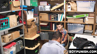BoyPunish.com - Twink perp's hard barebacking by a horny security officer after being caught red-handed