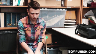 BoyPunish.com - Twink perp's hard barebacking by a horny security officer after being caught red-handed