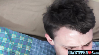 GayStepBros.com - Young gay erupts with cum after an exhilarating raw stepfamily fuck
